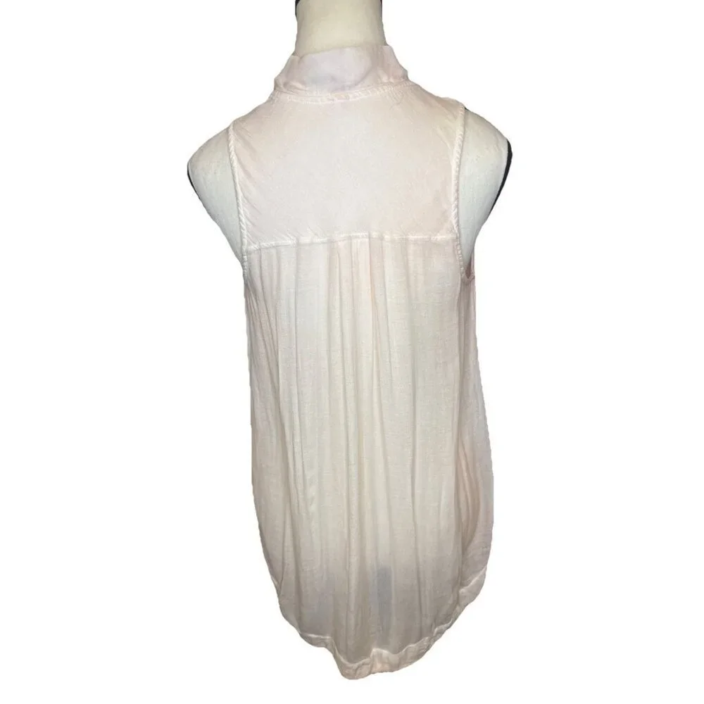 Free People Women’s PEACH Tie Front‎ Sleeveless Tie Front Top Blouse Sz S